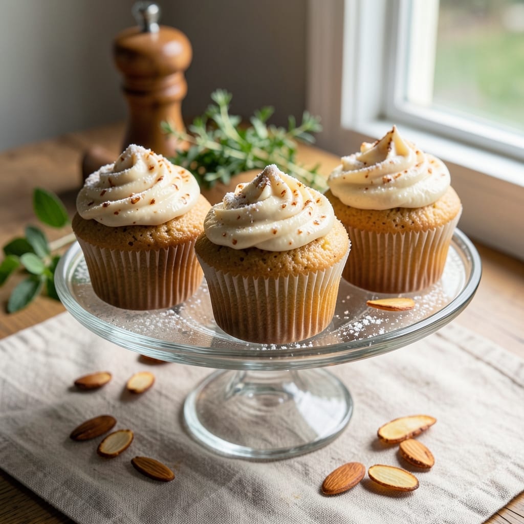 Almond Icing Cupcakes Recipe: Nutty Vanilla Swirls With Crispy Crowns