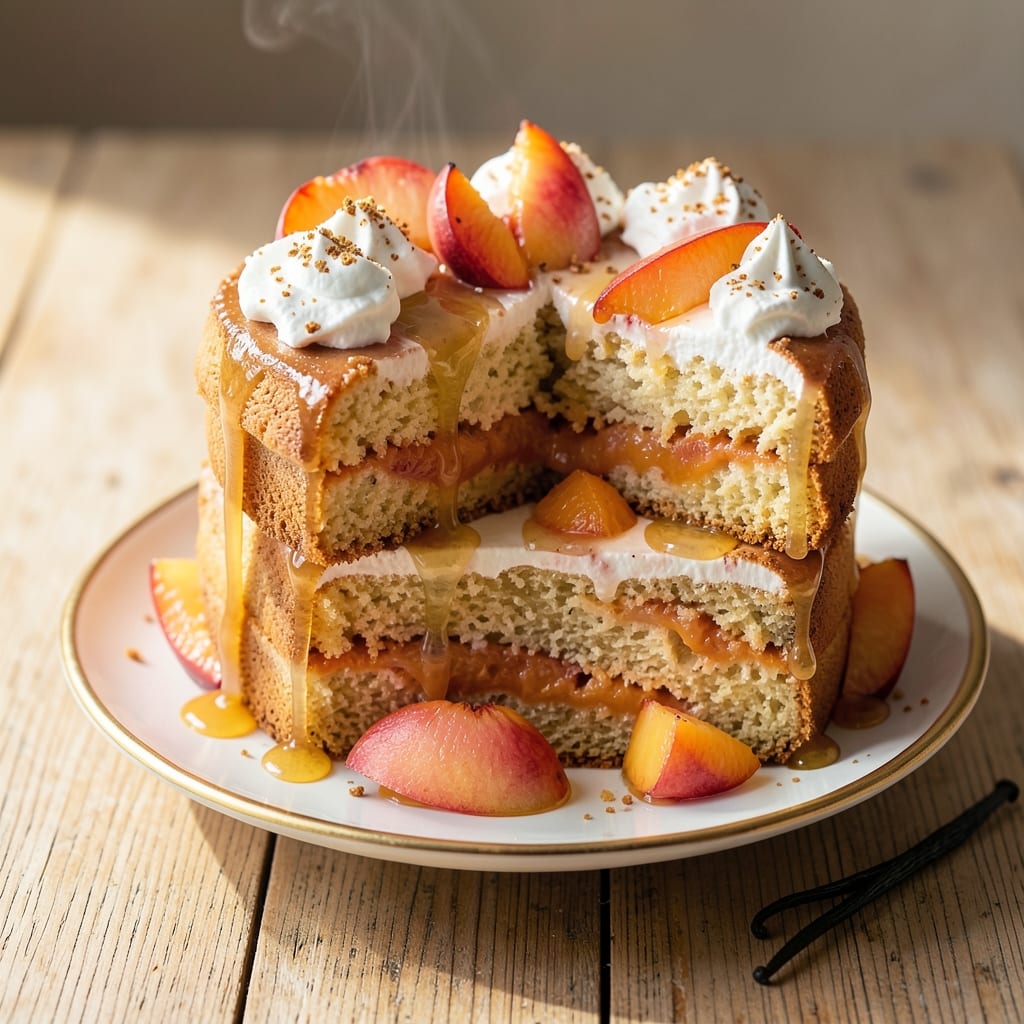 Amazing Peach Cake Recipe: Peach Jam-Stuffed Layers with Buttery Crisp Top