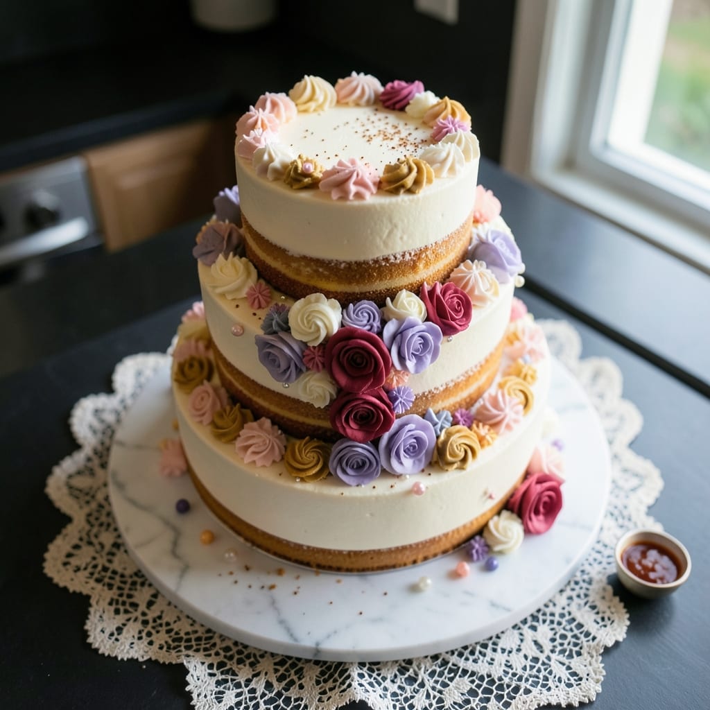 2 Tier Wedding Cake Recipe: Elegant Tiered Layers With Buttery Frosting Swirls