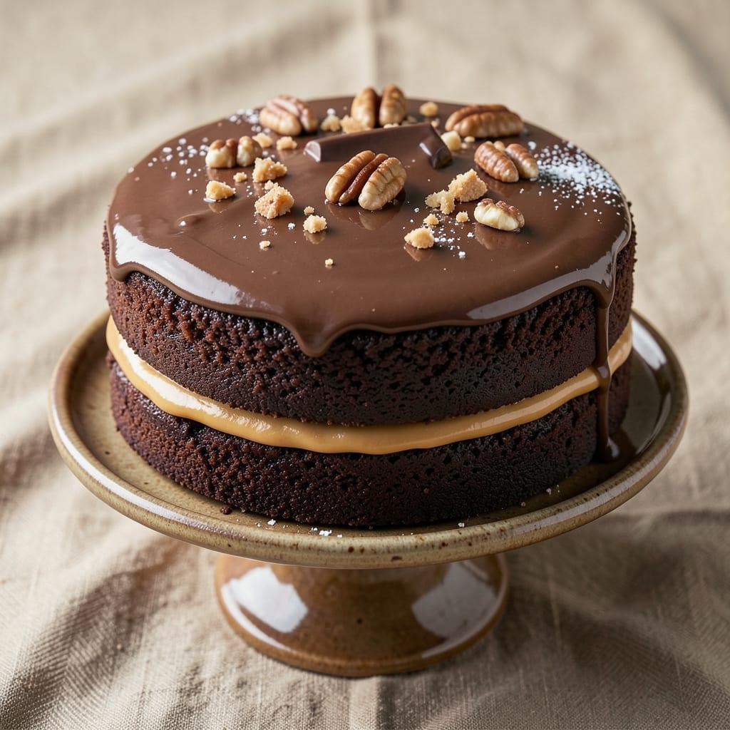 Amazing German Chocolate Cake Recipe: Boozy Walnut Swirls and Fudgy Layers