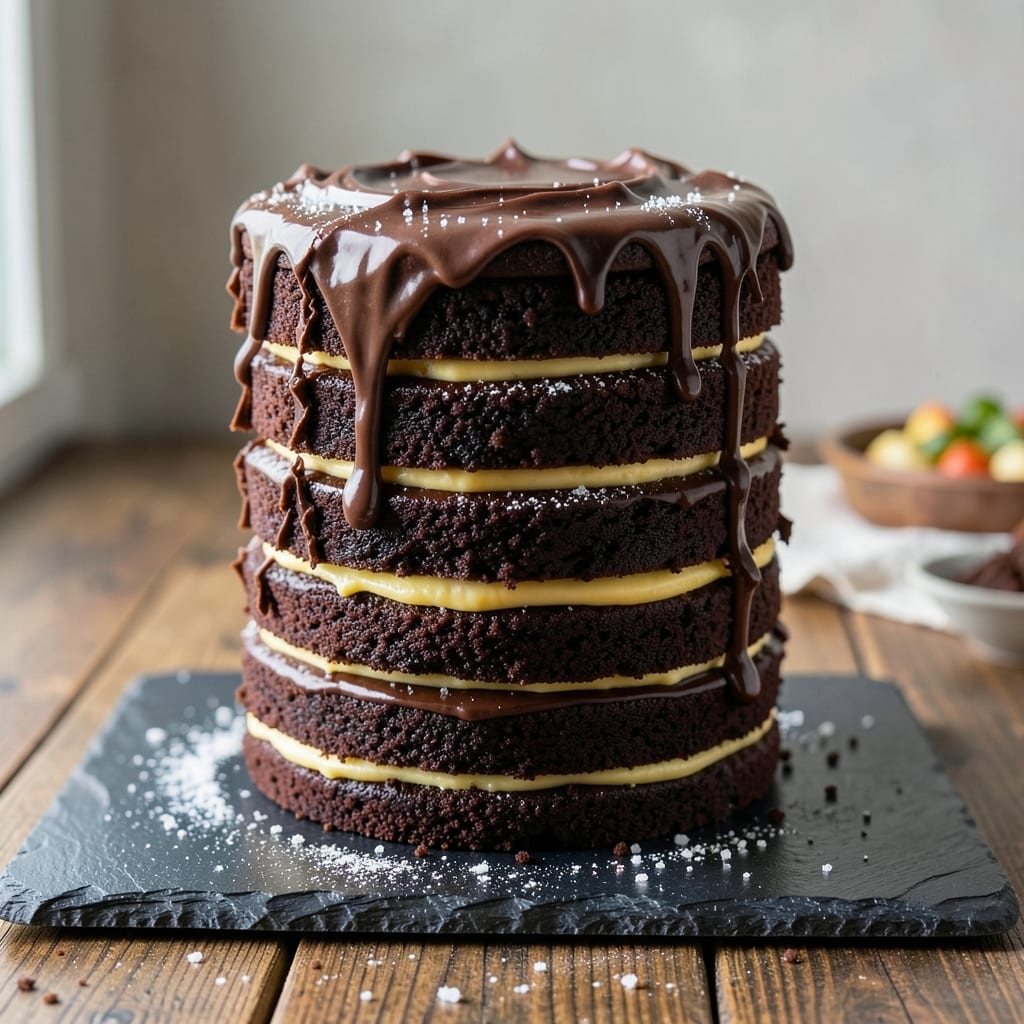 24 Layer Chocolate Cake Recipe: Towering Decadence With Vanilla Bean Frosting Swirls