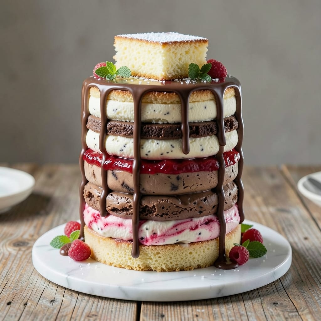 7 Layer Ice Cream Cake Recipe: Vanilla Bean Swirls and Crunchy Cookie Top