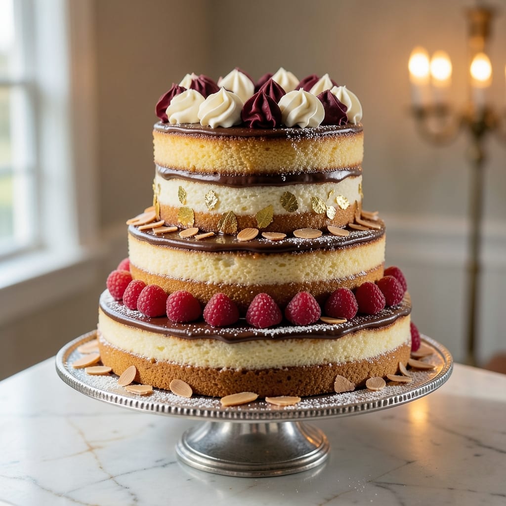 50th Birthday Cake Recipe: Towering Vanilla-Almond Layers with Cream Cheese Frosting Swirls