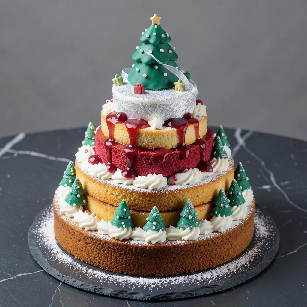 3D Christmas Tree Cake Recipe: Stacked Sugar Cone Layers and Fondant Decor Magic
