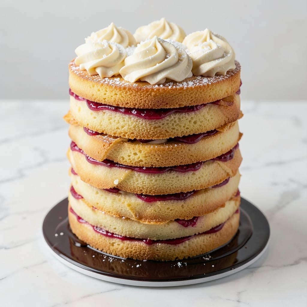14 Layer Cake Recipe: Vanilla Buttercream Rivers Between Moist Sponges