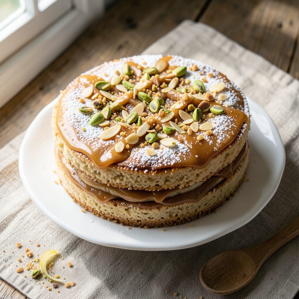 Alfajor Cake Recipe: Layered Nutty Bliss With Crunchy Centers