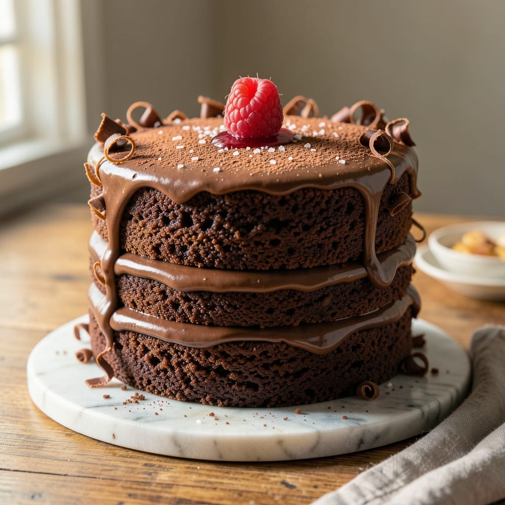 2-Layer Chocolate Cake Recipe From Scratch: Rich Ganache Drizzle Between Velvety Layers