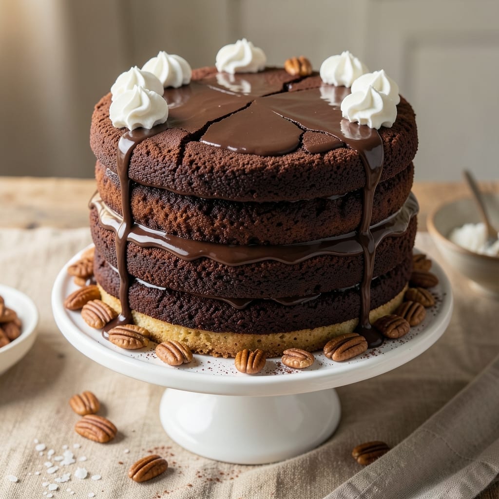 German Chocolate Cake Recipe: Pecan-Filled Vanilla Layers With Gooey Fudge Frosting