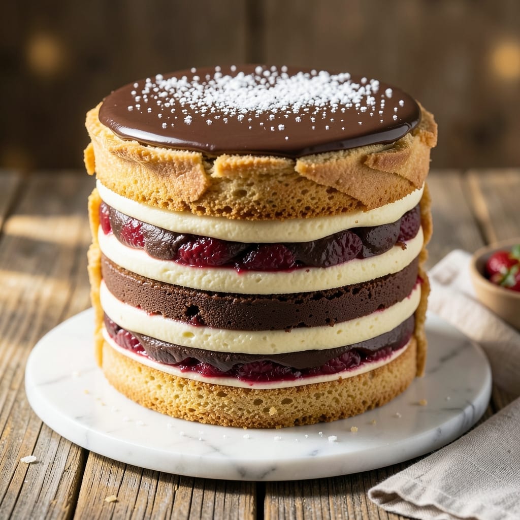 5 Layer Cake Recipe: Vanilla, Chocolate, Caramel, Berry, and Cream Cheese Bliss