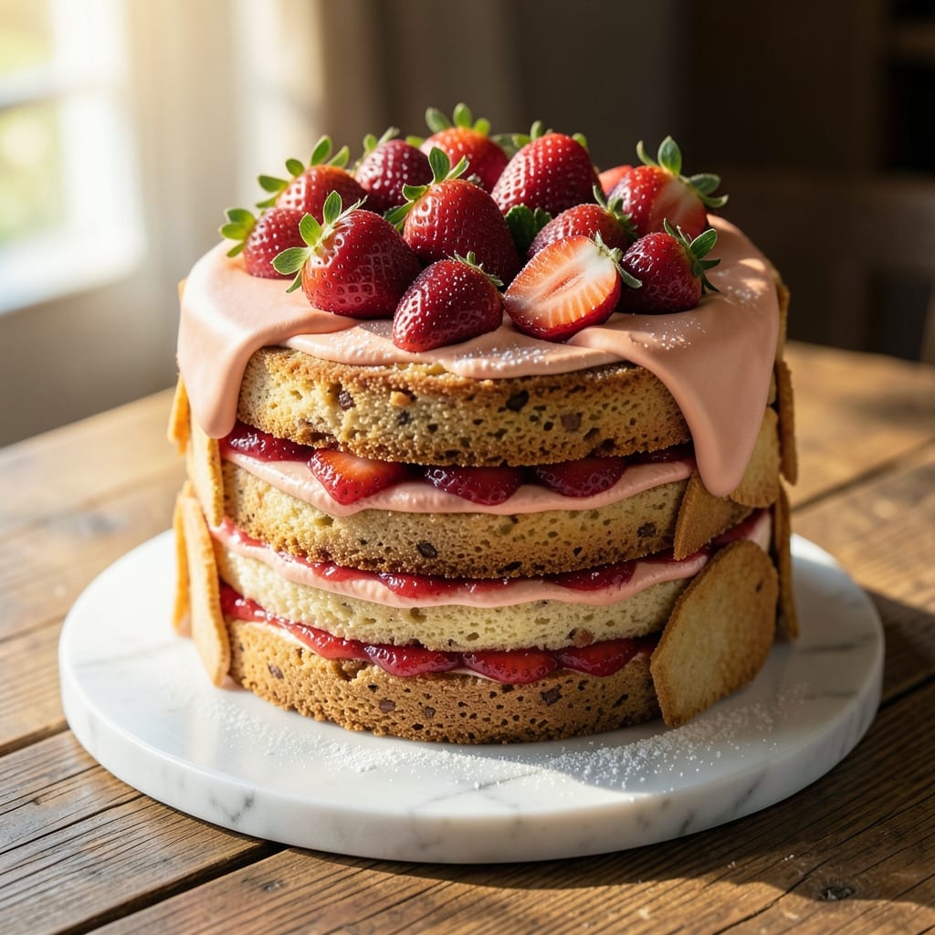 5 Star Strawberry Cake Recipe: Layers of Vanilla Almond Bliss With Cream Cheese Frosting