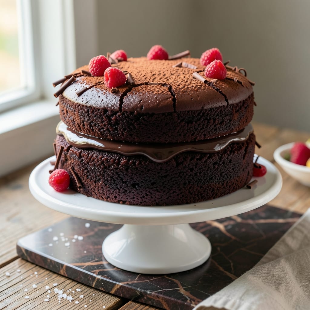 2-Layer Moist Chocolate Cake Recipe: Fudgy Base and Velvety Frosted Top
